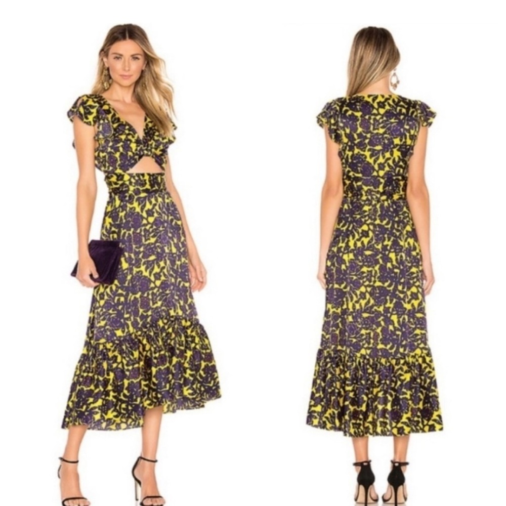 A.L.C. Valencia Midi Silk Yellow Dress Size 0
